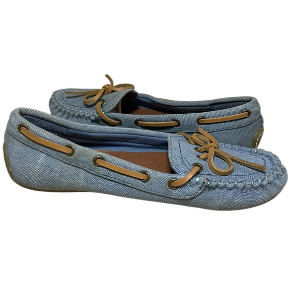 Lucky Brand denim loafers leather bows blue 7 - Picture 3 of 10